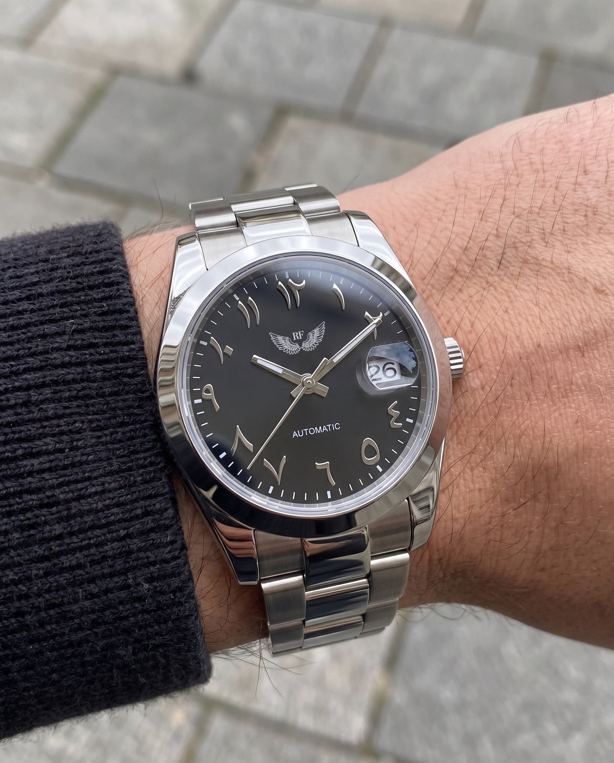 Black Arabic Dial on the wrist