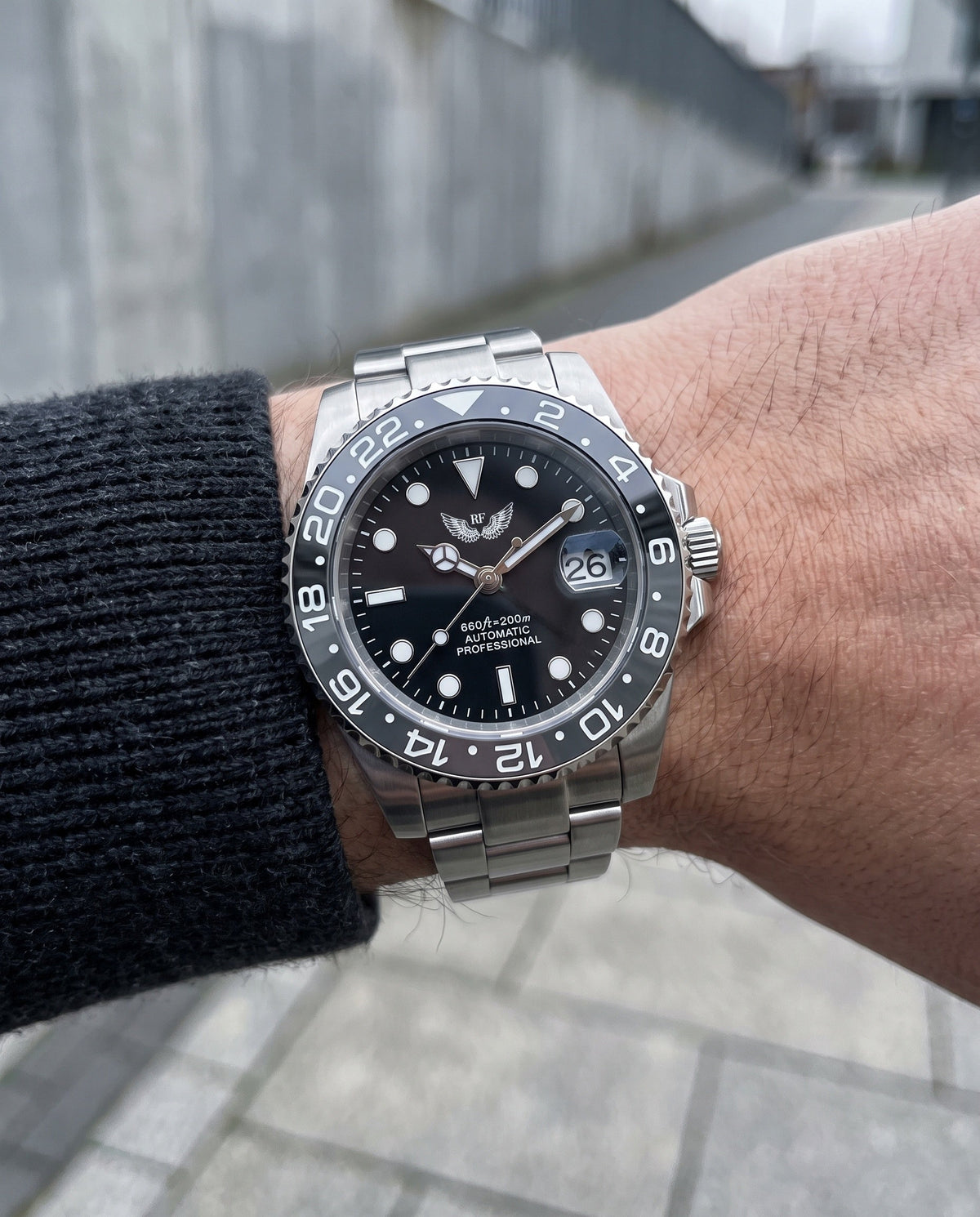 RF Black Knight Dial on the wrist