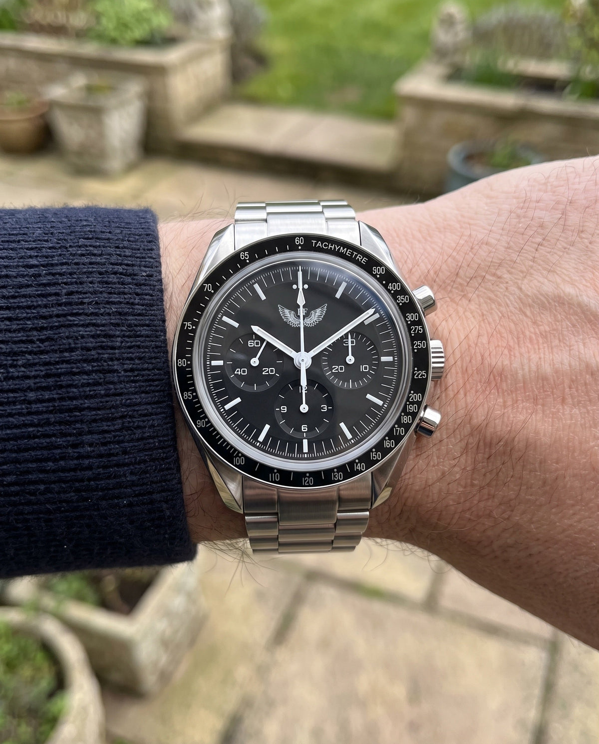 Black Speed Chronograph Watch on the wrist
