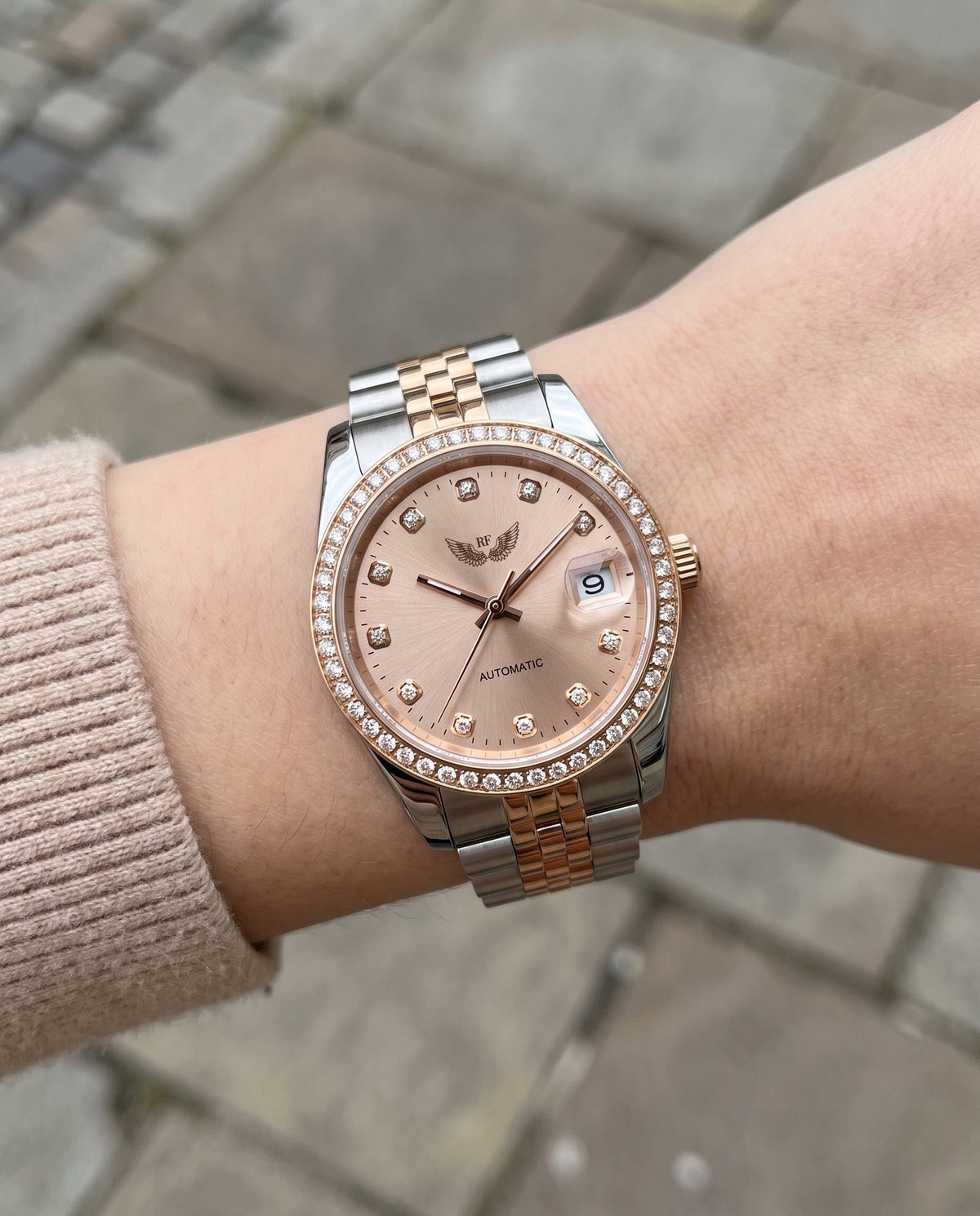 Rose Diamond Dial on the wrist