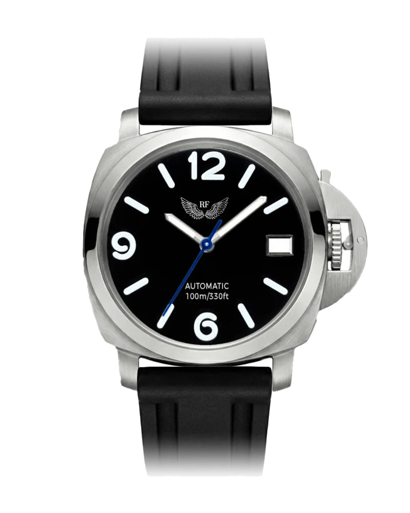 RF Crown Guard, black dial, steel
