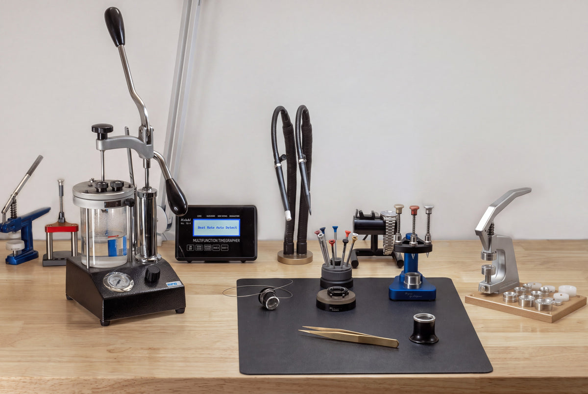 Watchmaking workbench where each RF watch is assembled by hand
