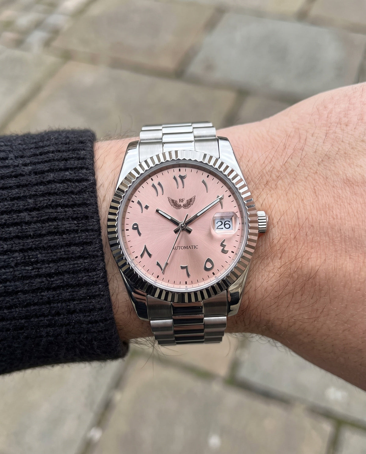 Pink Arabic Dial on the wrist