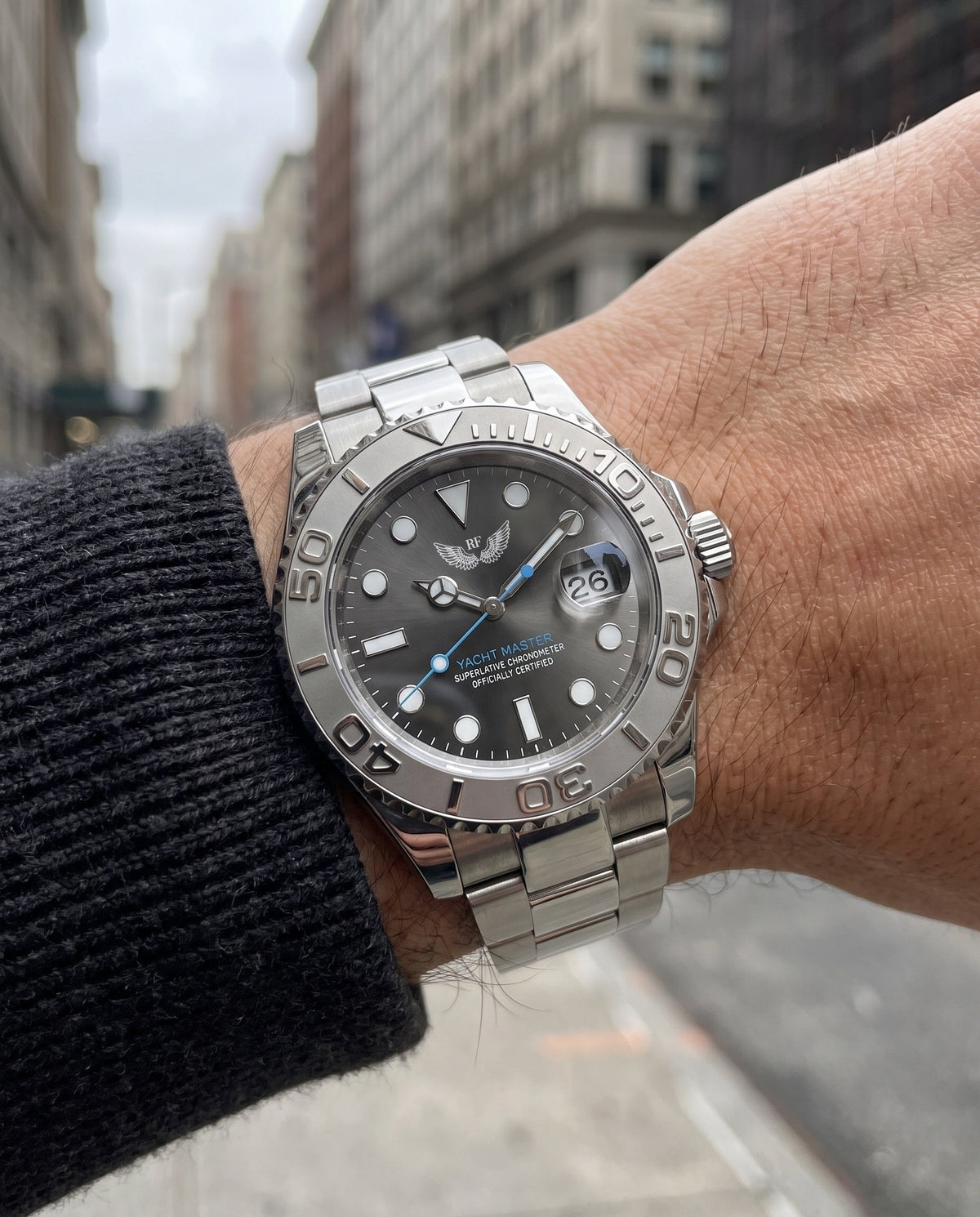 Grey Diver Dial on the wrist