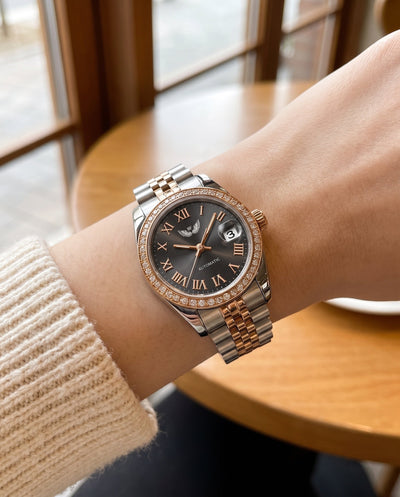 Black Roman Dial on the wrist
