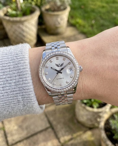Grey Diamond Dial on the wrist